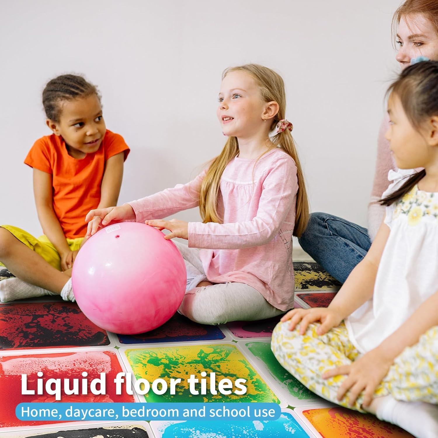 imageArt3d Liquid Fusion Activity Play Centers for Children Toddler Teens 12quot X 12quot Pack of 9 TilesMulticolored  Round Corner
