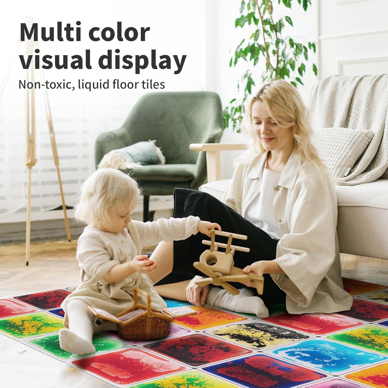 imageArt3d Liquid Fusion Activity Play Centers for Children Toddler Teens 12quot X 12quot Pack of 9 TilesMulticolored  Round Corner