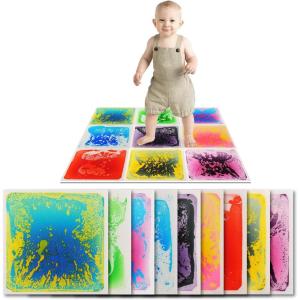 imageArt3d Liquid Fusion Activity Play Centers for Children Toddler Teens 12quot X 12quot Pack of 9 TilesGreen purple bluered pink blueyellow yellowblack red blue purpleblack