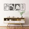 imageArt3d Black Metal Wall Art 4 Pieces Abstract Wall Decor for Living Room Dining Room 3D Textured Metal Wall Sculptures Minimalist Wall Art StyleBlack