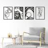 imageArt3d Black Metal Wall Art 4 Pieces Abstract Wall Decor for Living Room Dining Room 3D Textured Metal Wall Sculptures Minimalist Wall Art StyleBlack
