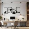 imageArt3d Black Metal Wall Art 4 Pieces Abstract Wall Decor for Living Room Dining Room 3D Textured Metal Wall Sculptures Minimalist Wall Art StyleBlackMountain
