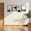 imageArt3d Black Metal Wall Art 4 Pieces Abstract Wall Decor for Living Room Dining Room 3D Textured Metal Wall Sculptures Minimalist Wall Art StyleBlackMountain