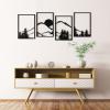 imageArt3d Black Metal Wall Art 4 Pieces Abstract Wall Decor for Living Room Dining Room 3D Textured Metal Wall Sculptures Minimalist Wall Art StyleBlackMountain