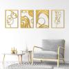 imageArt3d Black Metal Wall Art 4 Pieces Abstract Wall Decor for Living Room Dining Room 3D Textured Metal Wall Sculptures Minimalist Wall Art StyleGold