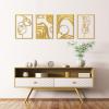 imageArt3d Black Metal Wall Art 4 Pieces Abstract Wall Decor for Living Room Dining Room 3D Textured Metal Wall Sculptures Minimalist Wall Art StyleGold