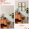 imageArt3d Framed Wall Art Set of 4 for Wooded Aesthetic Wall Decor for Living room Kitchen Hallway Bedroom Green Plant Picture Frame Neutral Botanical Wall PrintsDark Brown