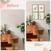 imageArt3d Framed Wall Art Set of 4 for Wooded Aesthetic Wall Decor for Living room Kitchen Hallway Bedroom Green Plant Picture Frame Neutral Botanical Wall PrintsBrown