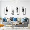 imageArt3d Black Metal Wall Art 4 Pieces Abstract Wall Decor for Living Room Dining Room 3D Textured Metal Wall Sculptures Minimalist Wall Art StyleBlackMinimalist