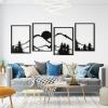 imageArt3d Black Metal Wall Art 4 Pieces Abstract Wall Decor for Living Room Dining Room 3D Textured Metal Wall Sculptures Minimalist Wall Art StyleBlackMountain