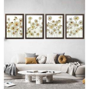 imageArt3d Framed Wall Art Set of 4 for Wooded Aesthetic Wall Decor for Living room Kitchen Hallway Bedroom Green Plant Picture Frame Neutral Botanical Wall PrintsDark Brown