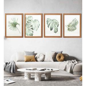 imageArt3d Framed Wall Art Set of 4 for Wooded Aesthetic Wall Decor for Living room Kitchen Hallway Bedroom Green Plant Picture Frame Neutral Botanical Wall PrintsBrown