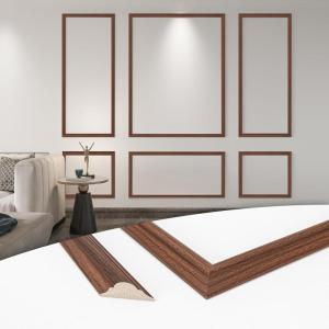 imageArt3d PreCut Wall Molding Set of 6 pcs ReadytoAssemble Wainscoting Panels for Interior Wall Dcor Living Room Bedroom Accent Wall  Installed with Glue 3 Top 3 BottomWalnut Style 1