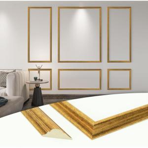 imageArt3d PreCut Wall Molding Set of 6 pcs ReadytoAssemble Wainscoting Panels for Interior Wall Dcor Living Room Bedroom Accent Wall  Installed with Glue 3 Top 3 BottomAntique Gold Style 1