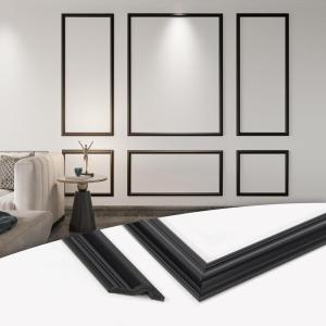 imageArt3d PreCut Wall Molding Set of 6 pcs ReadytoAssemble Wainscoting Panels for Interior Wall Dcor Living Room Bedroom Accent Wall  Installed with Glue 3 Top 3 BottomBlack Style 2