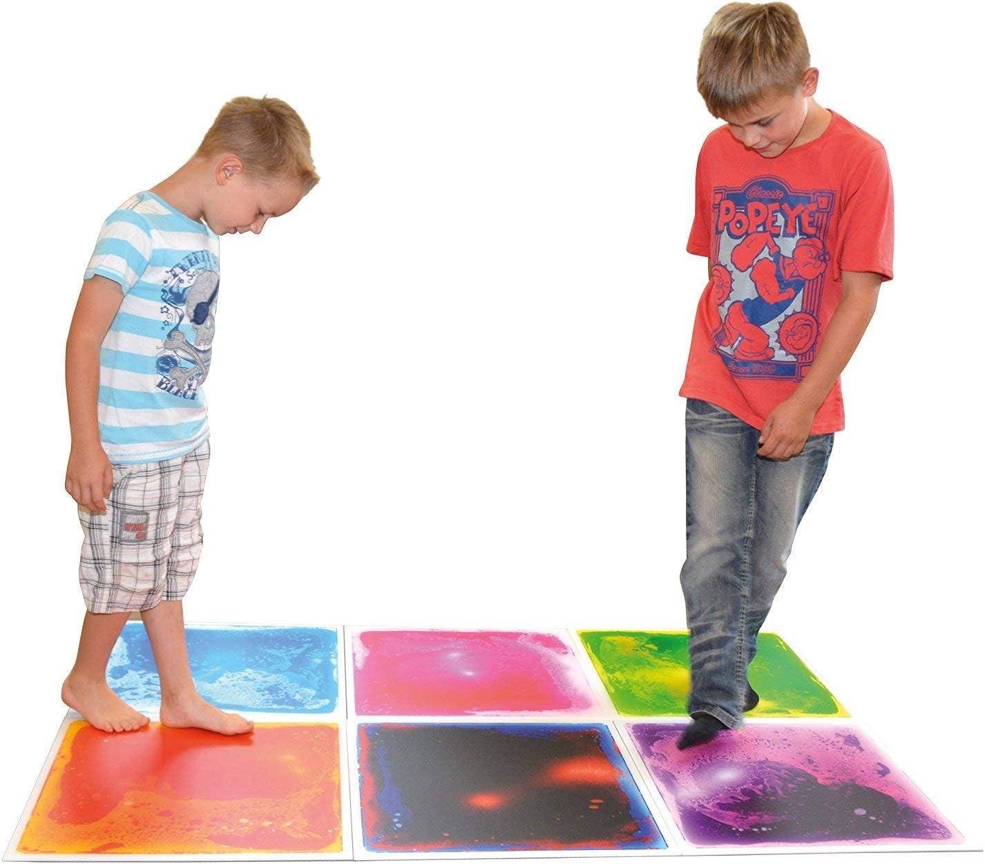 imageArt3d 6Tile Sensory Room Tile MultiColor Exercise Mat Liquid Encased Floor Playmat Kids Play Floor Tile 197quot Large Tile 16 SqFtColorful