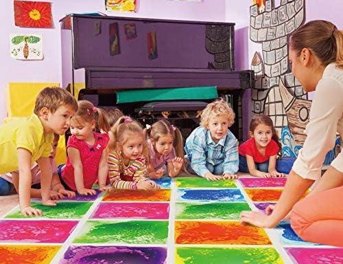 imageArt3d 6Tile Sensory Room Tile MultiColor Exercise Mat Liquid Encased Floor Playmat Kids Play Floor Tile 197quot Large Tile 16 SqFtColorful