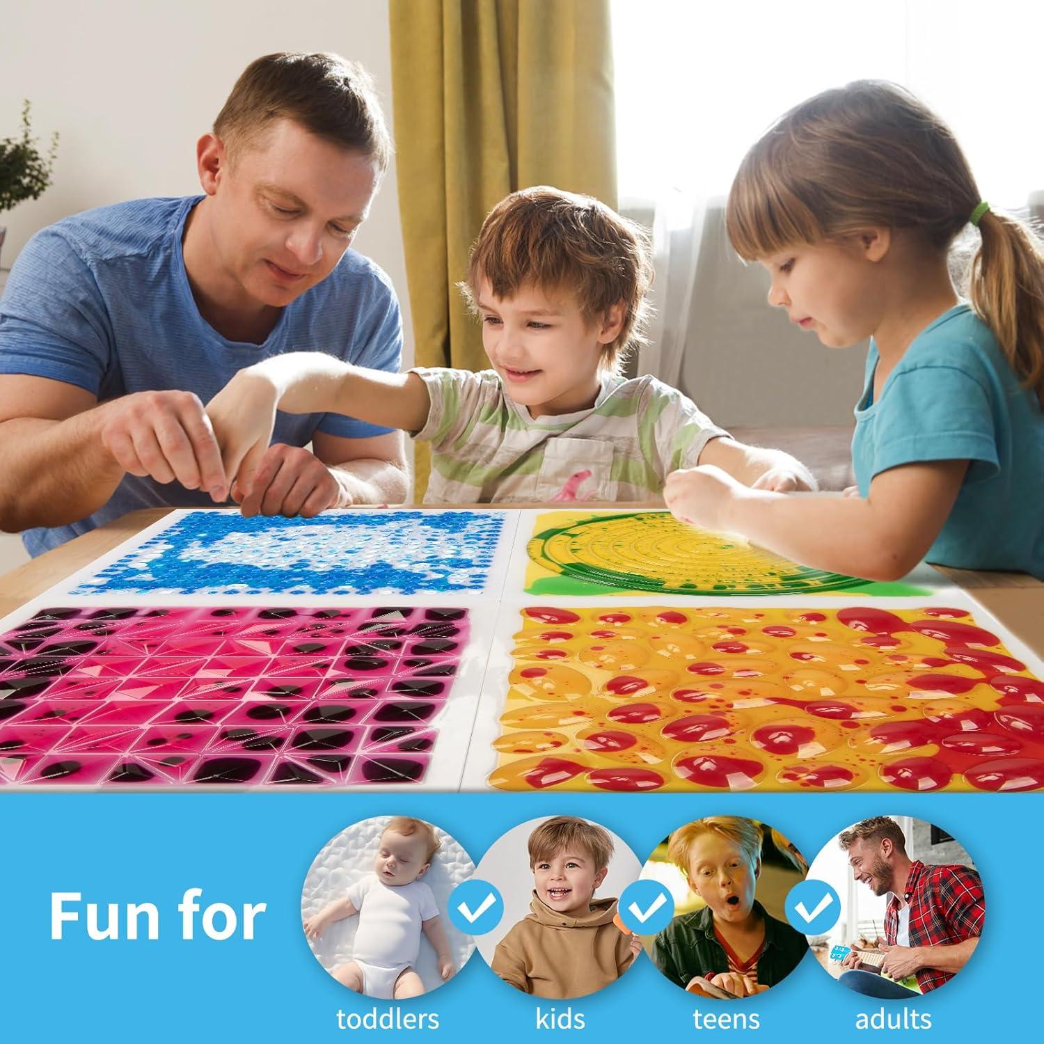 imageArt3d Liquid Sensory Floor Tiles 30 x 30 cm Playroom Dance Floor Square Colourful 4 TilesMulticolored  4 Colors