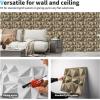 imageArt3d Decorative 3D Wall Panels in Diamond Design 12quotx12quot Matt White 33 PackAntique Gold