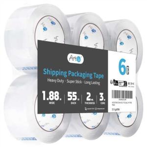 imageArt3d 6 Rolls Carton Sealing Tape Heavy Duty Clear Packing Tape 188quot x 55 yds 2 mil Thick3 Core