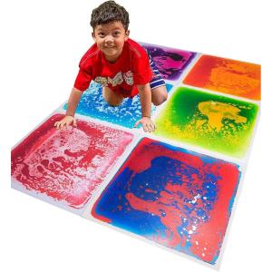 imageArt3d 6Tile Sensory Room Tile MultiColor Exercise Mat Liquid Encased Floor Playmat Kids Play Floor Tile 197quot Large Tile 16 SqFtRed  Blue  Purplepink  Redblue  Orangered  Greenyellow