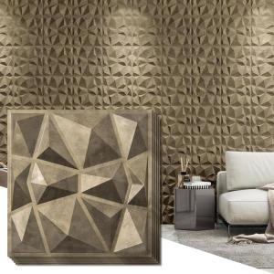 imageArt3d Decorative 3D Wall Panels in Diamond Design 12quotx12quot Matt White 33 PackAntique Gold