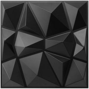 imageArt3d Decorative 3D Wall Panels in Diamond Design 12quotx12quot Matt White 33 PackMatte Black
