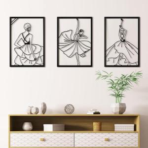 imageArt3d Set of 3 Black Metal Wall art Wall Decor for Living roomDining RoomHallway Dance Room Line Art Wall DcorDancer theme Wall Art StyleBlackdancer