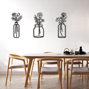 imageArt3d Set of 3 Black Metal Wall art Wall Decor for Living roomDining RoomHallway Dance Room Line Art Wall DcorDancer theme Wall Art StyleBlackflower