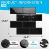 imageArt3d Peel and Stick Backsplash 10Pack Thickened Stick on Subway Tiles Faux Ceramic Tiles for Kitchen Bathroom White with Black GroutGlossy Black