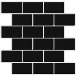 imageArt3d Peel and Stick Backsplash for Kitchen White Subway 10 Tiles Thicker DesignBlack