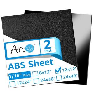 imageArt3d ABS Plastic Sheets 116 Inch Thick 12quotx24quot 4 Pack  Thermoform TwoSided Rigid Art3d ABS Sheet Textured Plastic Front ampamp Smooth Back12 x 12  15mm Thick