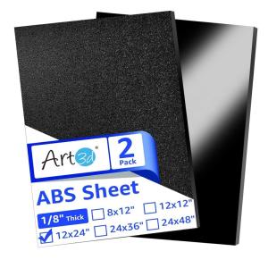 imageArt3d ABS Plastic Sheets 116 Inch Thick 12quotx24quot 4 Pack  Thermoform TwoSided Rigid Art3d ABS Sheet Textured Plastic Front ampamp Smooth Back12 x 24  3mm Thick