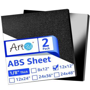 imageArt3d ABS Plastic Sheets 116 Inch Thick 12quotx24quot 4 Pack  Thermoform TwoSided Rigid Art3d ABS Sheet Textured Plastic Front ampamp Smooth Back12 x 12  3mm Thick