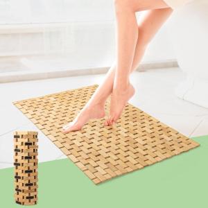 imageArt3d Bamboo Shower Mat for Bathroom Sauna Spa or Outdoor Use NonSlip 24x16 Inch Natural Teak Floor Mat WaterResistant Bath Accessory for Shower Poolside or Wet Surfaces34 x 18