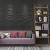 imageArt3d PVC Wave Board Textured 3D Wall Panels for Interior Wall Decor Living Room Bedroom Office Walnut 197quot x 197quot 12 PackBlack