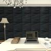 imageArt3d PVC Wave Panels for Interior Wall Decor Black Textured 3D Wall Tiles 197quot x 197quot 12 Pack