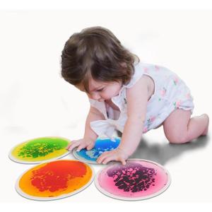 imageArt3d 9Tile Hexagon Sensory Floor Tiles for Kids Toddlers and Children Colorful Liquid Sensory Activity Mat for Active Play and DecorativeMulticoloredround 1