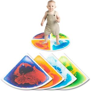 imageArt3d 9Tile Hexagon Sensory Floor Tiles for Kids Toddlers and Children Colorful Liquid Sensory Activity Mat for Active Play and DecorativeMulticoloredfanshaped