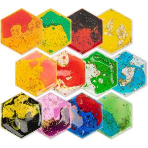 imageArt3d Hexagon Sensory Fidget Liquid Motion Tiles for Kids Toddler Teens  Interactive Soft Gel Liquid Play Mats for Home Schools Playrooms MultiPack of 6 TilesMulticoloured  Style 6