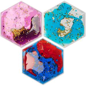 imageArt3d Hexagon Sensory Fidget Liquid Motion Tiles for Kids Toddler Teens  Interactive Soft Gel Liquid Play Mats for Home Schools Playrooms MultiPack of 6 TilesMulticoloured  Style 4