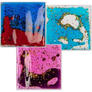 imageArt3d Hexagon Sensory Fidget Liquid Motion Tiles for Kids Toddler Teens  Interactive Soft Gel Liquid Play Mats for Home Schools Playrooms MultiPack of 6 TilesMulticoloured  Style 1