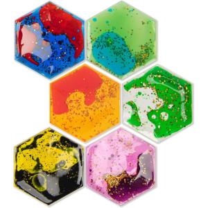 imageArt3d Hexagon Sensory Fidget Liquid Motion Tiles for Kids Toddler Teens  Interactive Soft Gel Liquid Play Mats for Home Schools Playrooms MultiPack of 6 TilesMulticoloured  Style 5