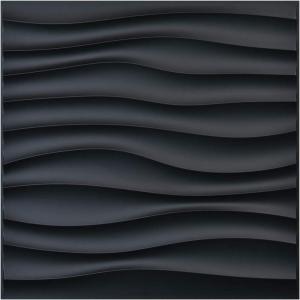 imageArt3d PVC Wave Panels for Interior Wall Decor Black Textured 3D Wall Tiles 197quot x 197quot 12 Pack