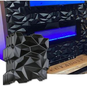 imageArt3d 197quot x 197quot Pack Of 12 Wall Panel Wave WhiteDiamond Black