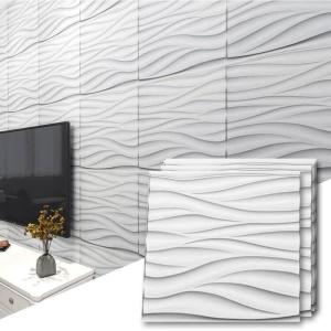 imageArt3d 197quot x 197quot Pack Of 12 Wall Panel Wave WhiteWavy White