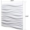 imageArt3d 3D Leather Tiles Decoartive 3D Wall Panels White Pyramid 236quot x 236quot 6 PackWhite Wave