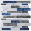 imageArt3d 10Sheet Peel and Stick Backsplash 12 in x 12in Dark Grey Marble DesignBlue Marble