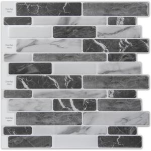 imageArt3d 10Sheet Peel and Stick Backsplash 12 in x 12in Dark Grey Marble DesignDark Gray