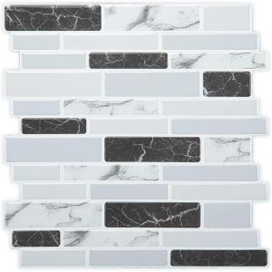 imageArt3d 10Sheets Peel and Stick Kitchen Backsplash Tiles 12quotx12quot SelfAdhesive Marble Grey Wall Tiles for Kitchen and BathroomGray Marble Thickened